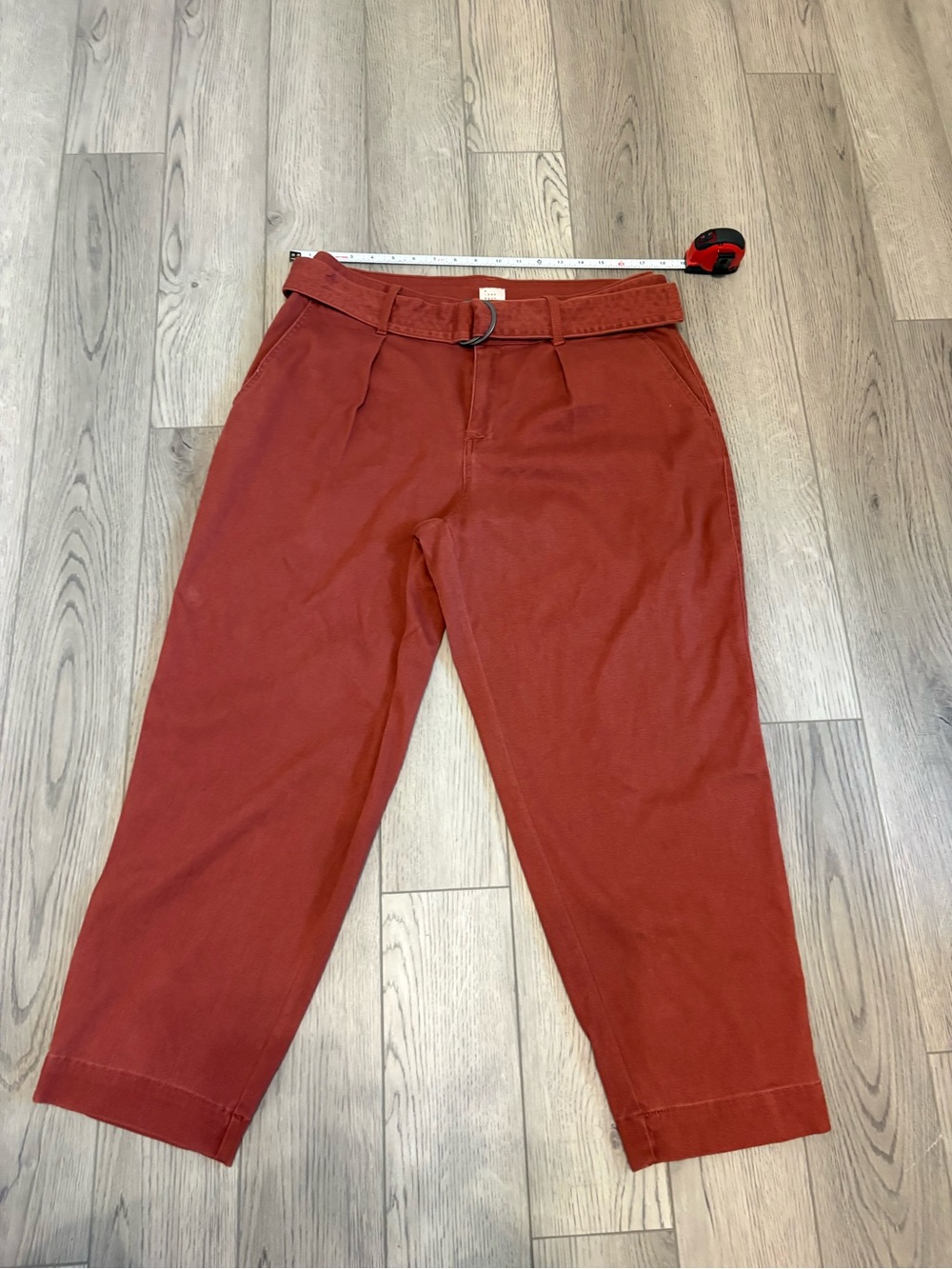 a new day Women's Rust Belted Tapered Chinos